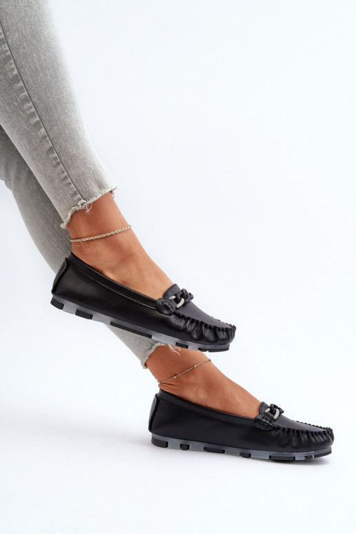 dámske mokasíny s ornamentami v čiernej farbe S.Barski LR339