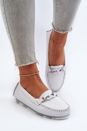 dámske mokasíny s ornamentami bielej farby S.Barski LR339