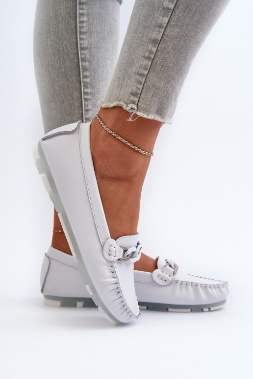 dámske mokasíny s ornamentami bielej farby S.Barski LR339