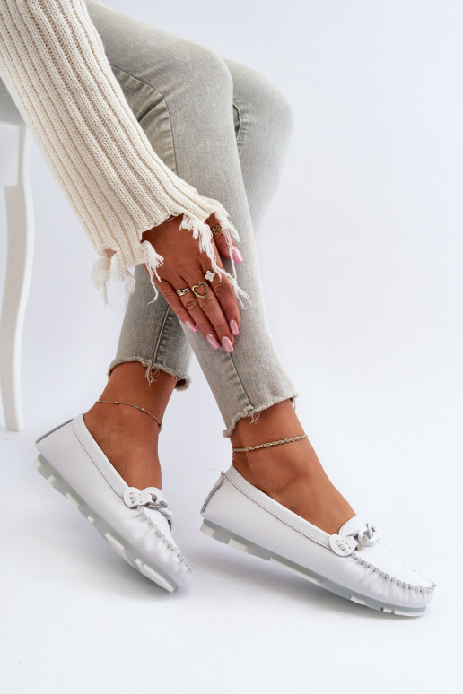 dámske mokasíny s ornamentami bielej farby S.Barski LR339