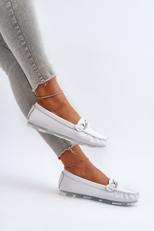 dámske mokasíny s ornamentami bielej farby S.Barski LR339