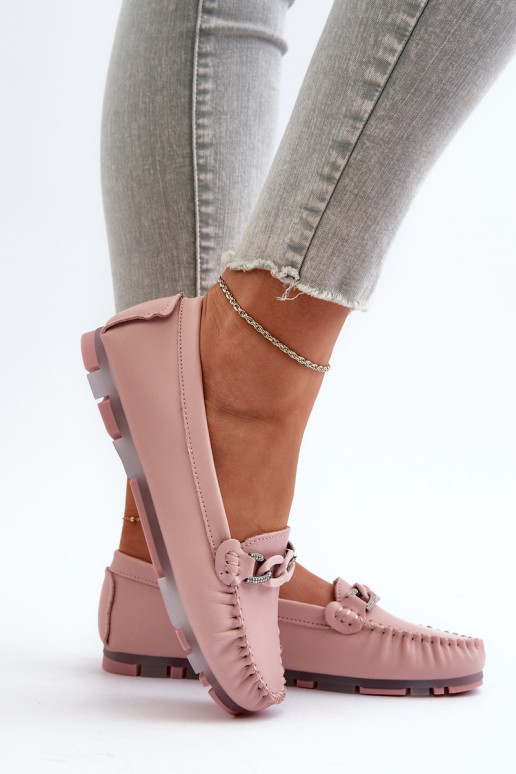 dámske mokasíny s ornamentami ružovej farby S.Barski LR339