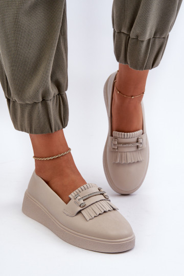 dámske mokasíny s platformou béžová S.Barski LR590