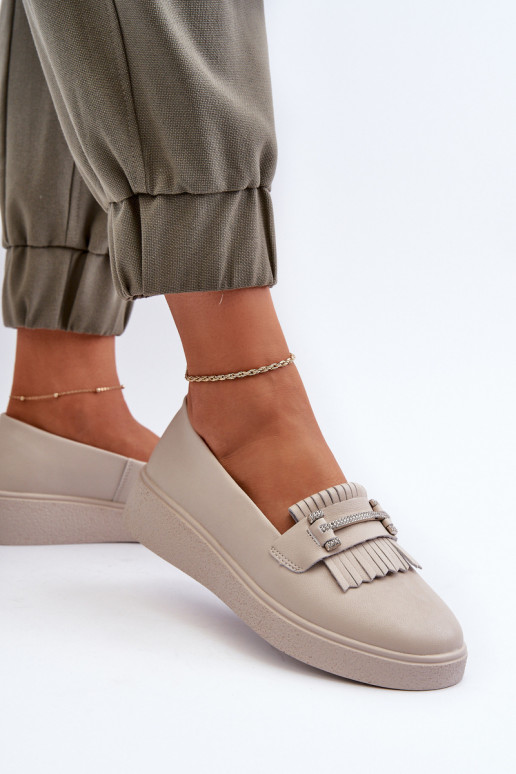 dámske mokasíny s platformou béžová S.Barski LR590