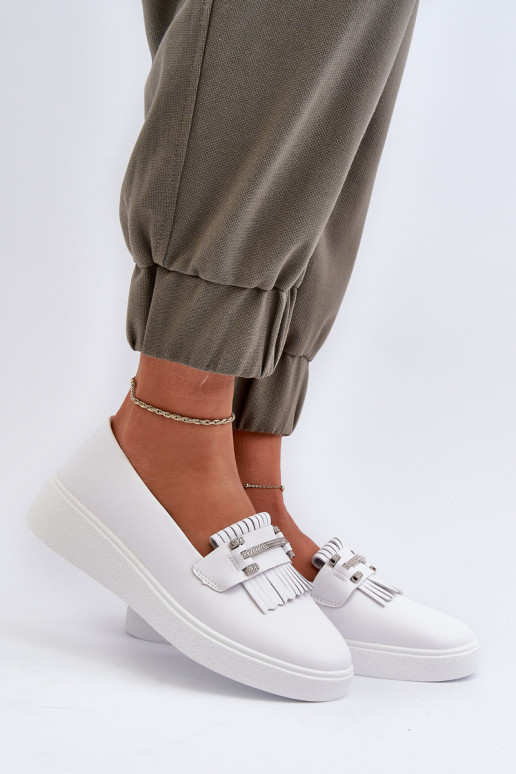 dámske mokasíny s platformou v bielej farbe S.Barski LR590