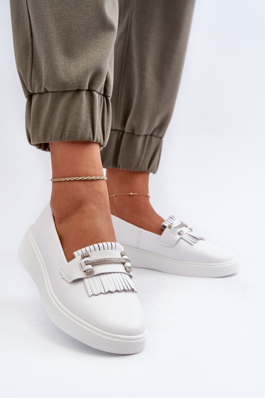 dámske mokasíny s platformou v bielej farbe S.Barski LR590