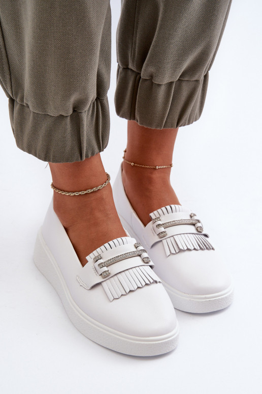 dámske mokasíny s platformou v bielej farbe S.Barski LR590