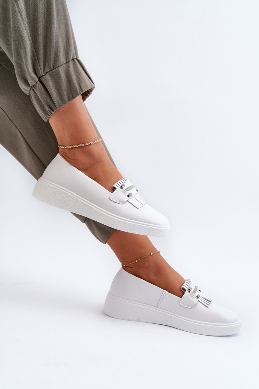 dámske mokasíny s platformou v bielej farbe S.Barski LR590