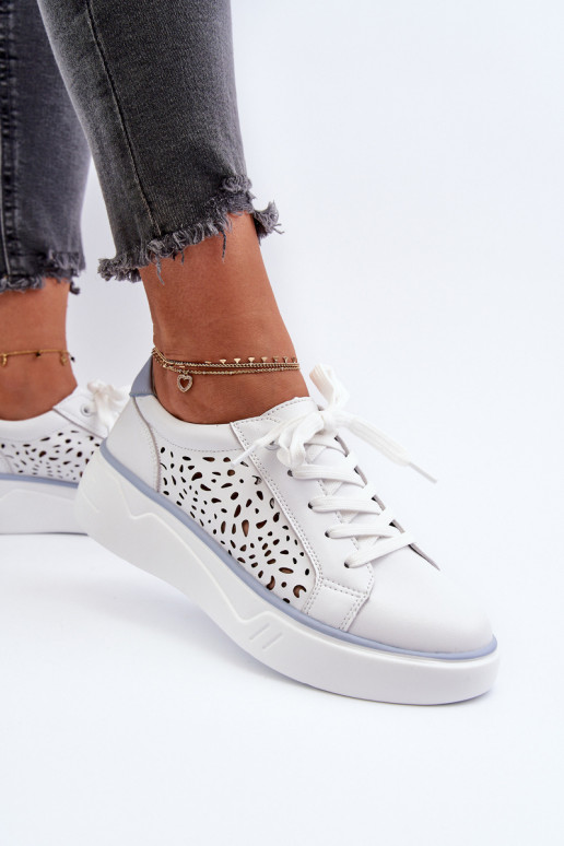 s prelamovanými prvkami Tenisky model obuvi s platformou v bielej farbe Peilaeno