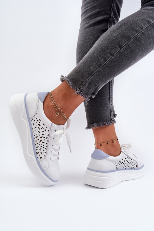 s prelamovanými prvkami Tenisky model obuvi s platformou v bielej farbe Peilaeno