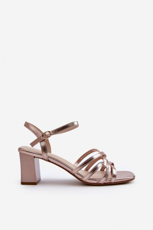 Dámske sandále na vysokom opätku Sergio Leone SK065 zlatej farby