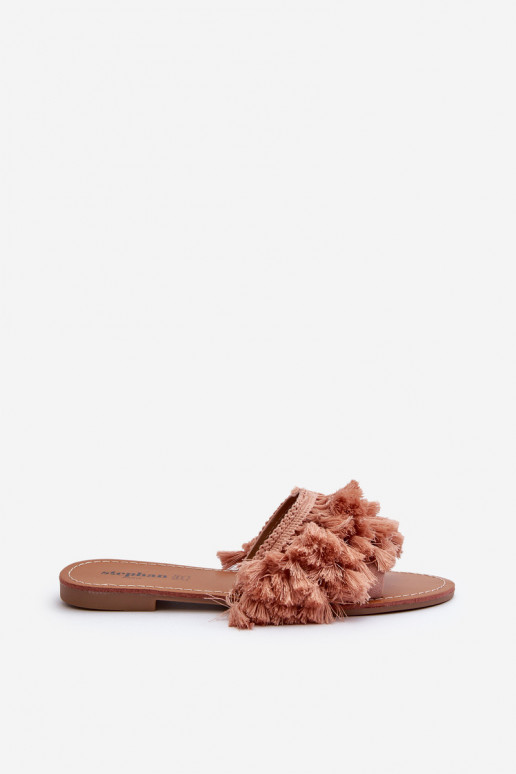 ploché nohy Dámske papuče so strapcami v ružovej Rialle ploché nohy Dámske papuče so strapcami v ružovej Rialle