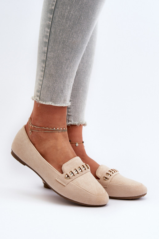 Trblietavé mokasíny s retiazkami v béžovej farbe Aredilla