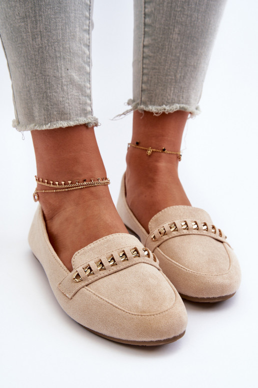 Trblietavé mokasíny s retiazkami v béžovej farbe Aredilla