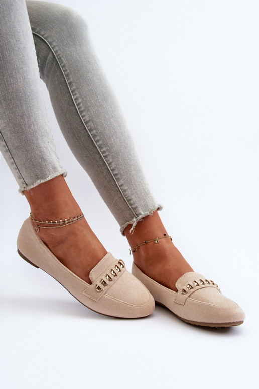 Trblietavé mokasíny s retiazkami v béžovej farbe Aredilla