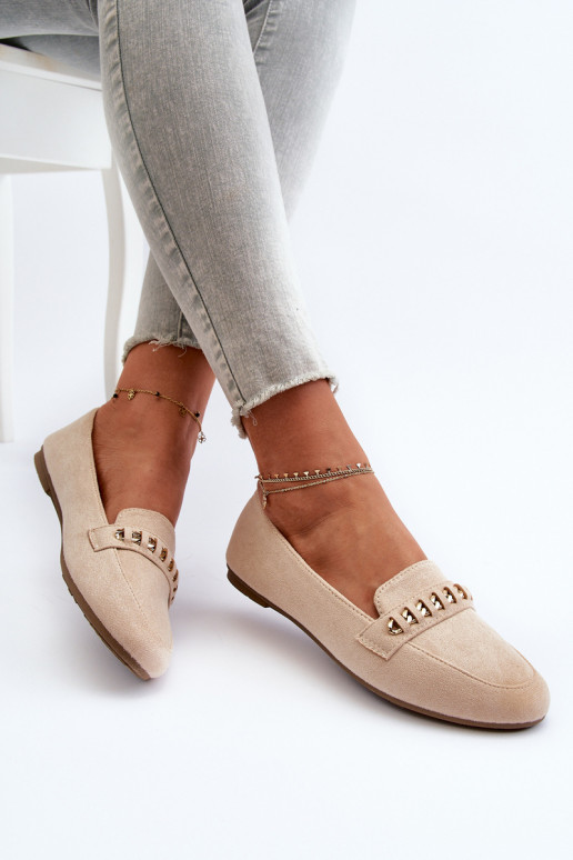 Trblietavé mokasíny s retiazkami v béžovej farbe Aredilla