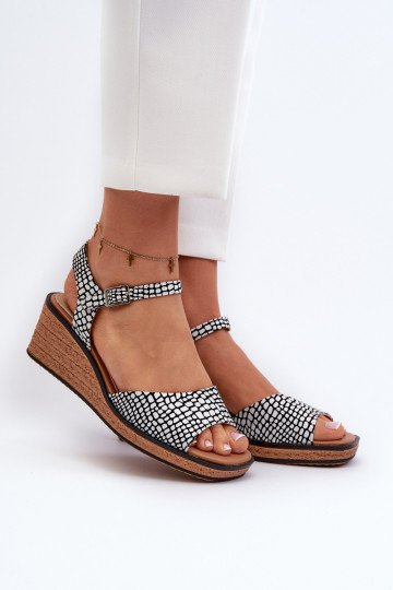 Sandále na platforme Sergio Leone SK303 Bielo-čierne 2