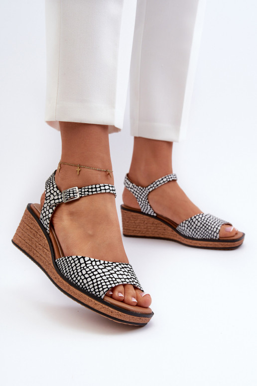 Sandále na platforme Sergio Leone SK303 Bielo-čierne