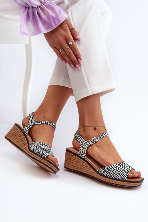 Sandále na platforme Sergio Leone SK303 Bielo-čierne