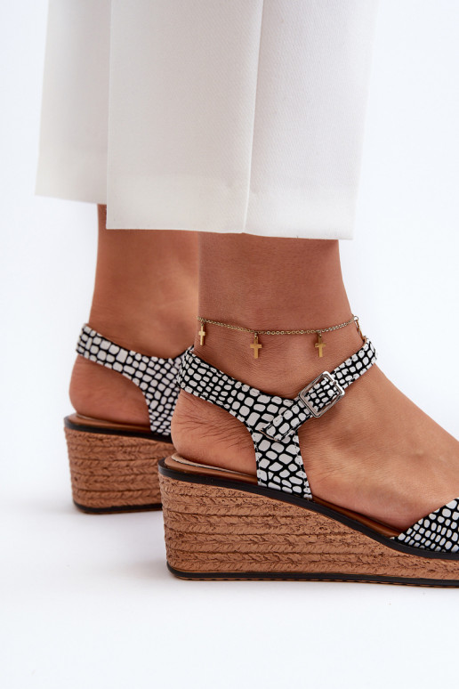 Sandále na platforme Sergio Leone SK303 Bielo-čierne