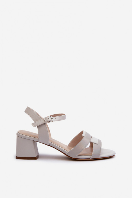 Dámske sandále na podpätku vyrobené z eko kože Sergio Leone SK894 šedej farby