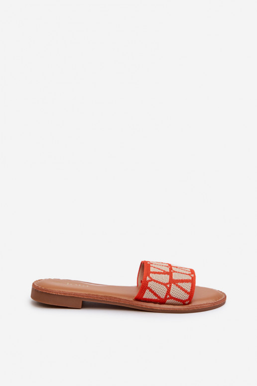 Dámske šľapky na širokých podpätkoch v oranžovej farbe Traivea