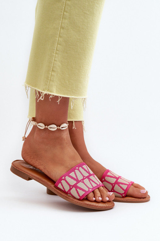 Dámske šľapky na širokých podpätkoch ružové Traivea