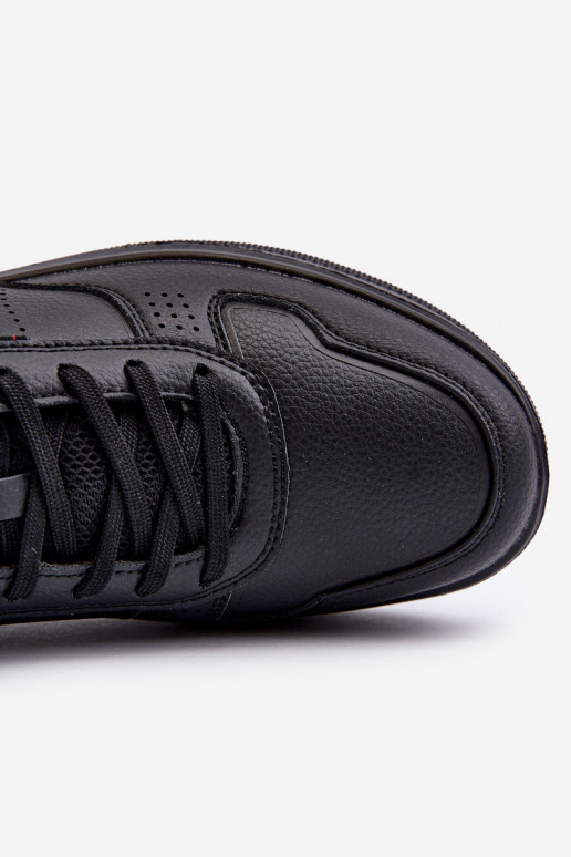 Tenisky model topánok s platformou z eko kože v čiernej farbe Uziran