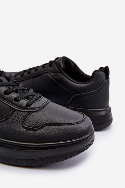 Tenisky model topánok s platformou z eko kože v čiernej farbe Uziran