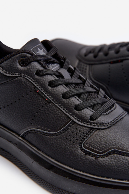 Tenisky model topánok s platformou z eko kože v čiernej farbe Uziran