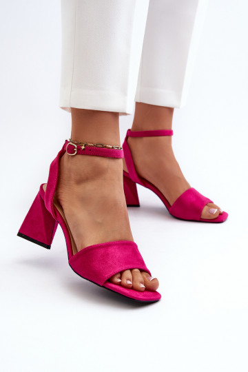 Dámske sandále na vysokom opätku z materiálu Eco Suede Fuchsia Upttima