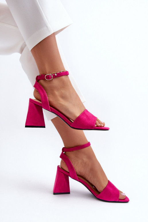 Dámske sandále na vysokom opätku z materiálu Eco Suede Fuchsia Upttima