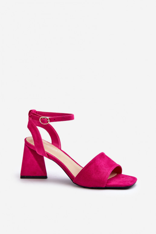 Dámske sandále na vysokom opätku z materiálu Eco Suede Fuchsia Upttima
