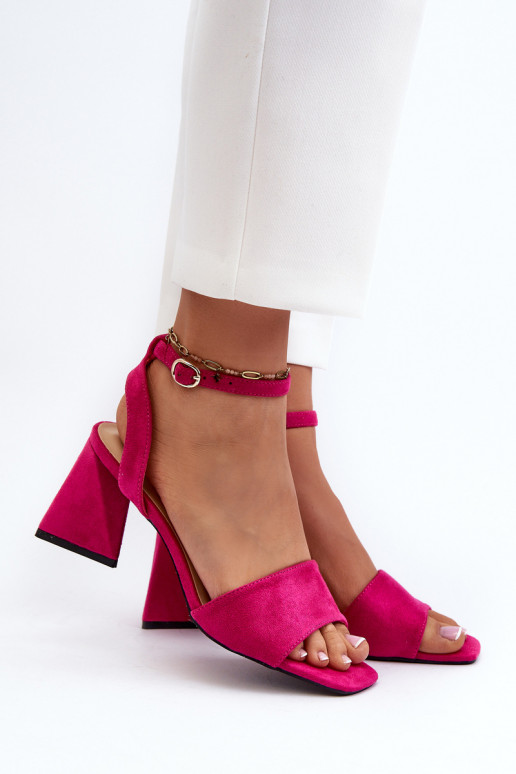 Dámske sandále na vysokom opätku z materiálu Eco Suede Fuchsia Upttima