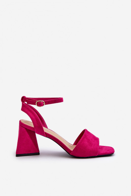 Dámske sandále na vysokom opätku z materiálu Eco Suede Fuchsia Upttima