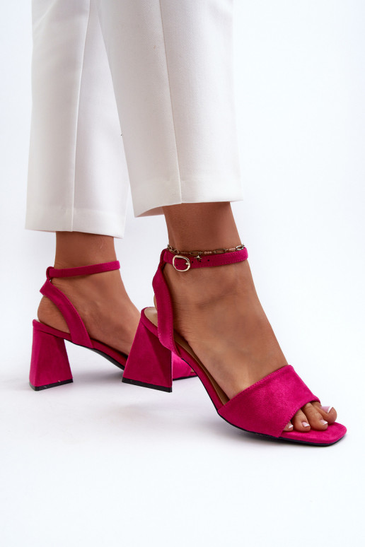 Dámske sandále na vysokom opätku z materiálu Eco Suede Fuchsia Upttima