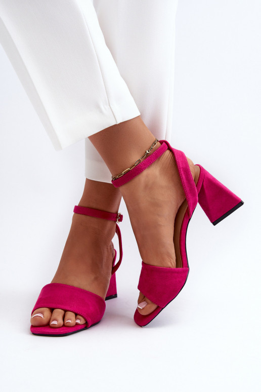 Dámske sandále na vysokom opätku z materiálu Eco Suede Fuchsia Upttima