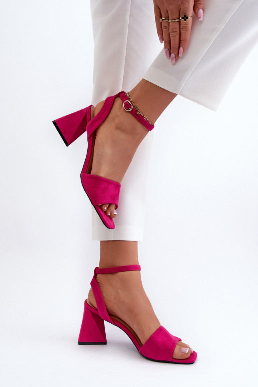 Dámske sandále na vysokom opätku z materiálu Eco Suede Fuchsia Upttima