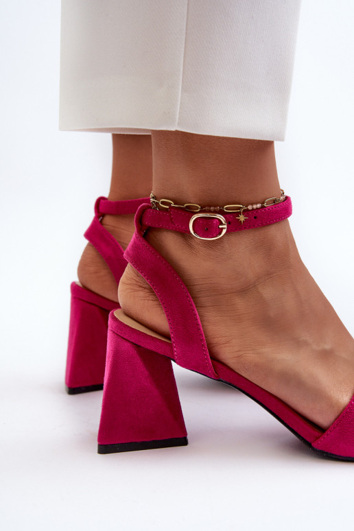 Dámske sandále na vysokom opätku z materiálu Eco Suede Fuchsia Upttima