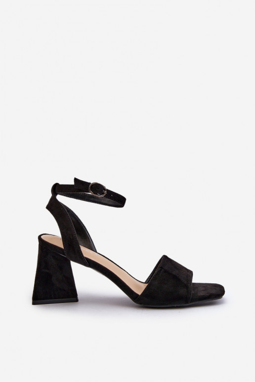 Dámske sandále na vysokom opätku z materiálu Eco Suede Black Upttima