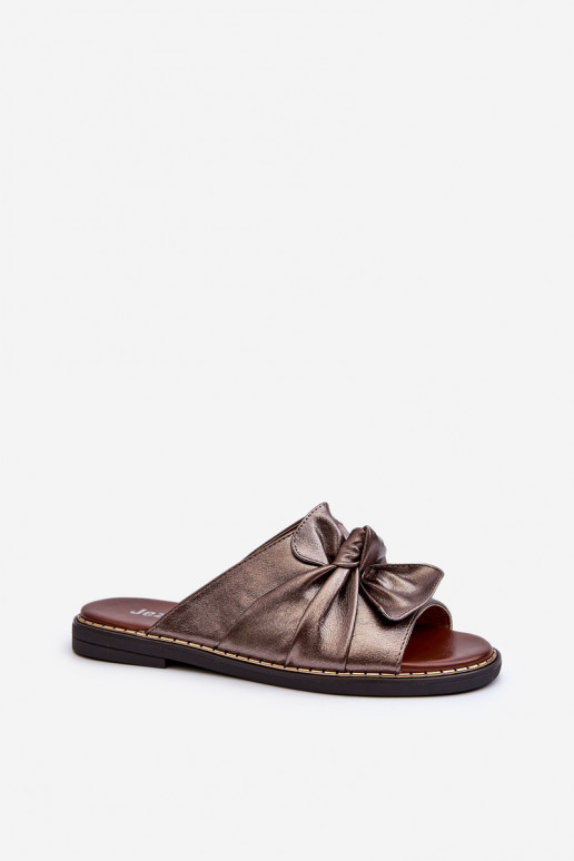 Dámske papuče na širokých podpätkoch medenej farby Nelvira