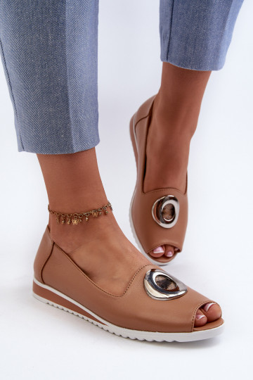 Topánky s ornamentami Eco béžová farba Biolita