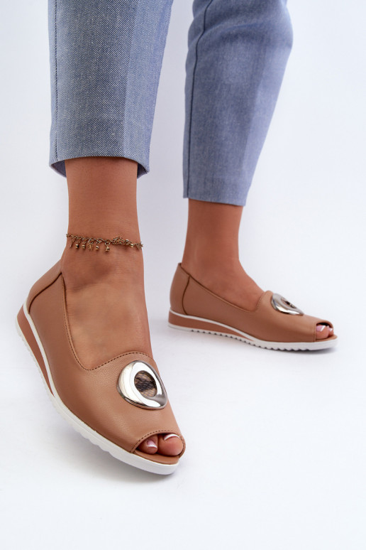 Topánky s ornamentami Eco béžová farba Biolita