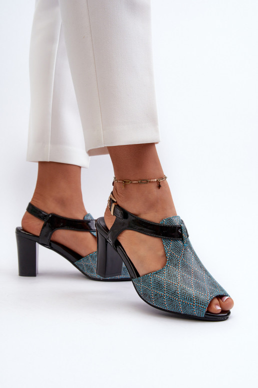 Dámske sandále na vysokom opätku vyrobené z ekokože tyrkysovej Queenmarie Dámske sandále na vysokom opätku vyrobené z ekokože tyrkysovej Queenmarie