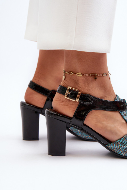 Dámske sandále na vysokom opätku vyrobené z ekokože tyrkysovej Queenmarie Dámske sandále na vysokom opätku vyrobené z ekokože tyrkysovej Queenmarie