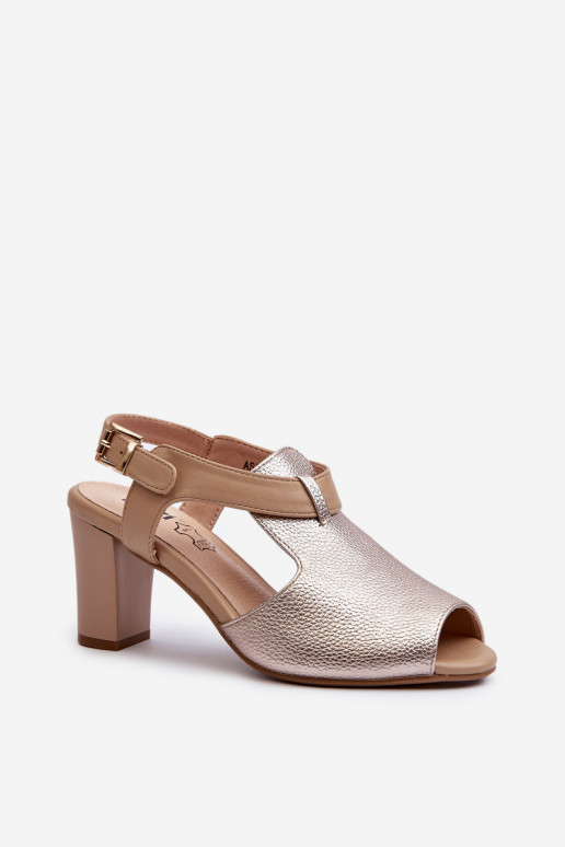 Dámske sandále na vysokom opätku z ekokože zlatej farby Queenmarie Dámske sandále na vysokom opätku z ekokože zlatej farby Queenmarie