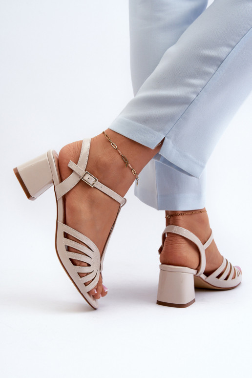 s lakovým efektom Elegantné sandále na vysokom opätku Sergio Leone SK880 béžové s lakovým efektom Elegantné sandále na vysokom opätku Sergio Leone SK880 béžové