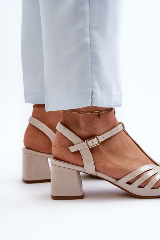 s lakovým efektom Elegantné sandále na vysokom opätku Sergio Leone SK880 béžové s lakovým efektom Elegantné sandále na vysokom opätku Sergio Leone SK880 béžové