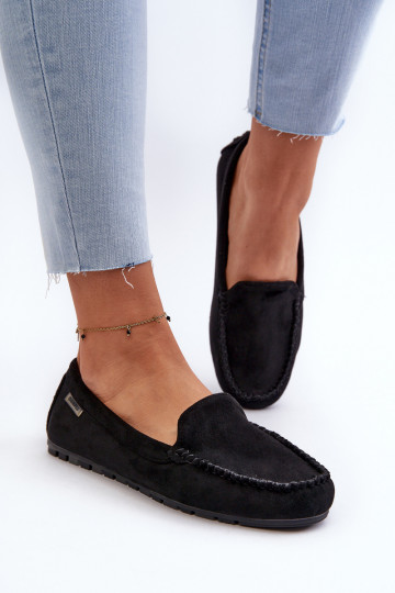 Dámske mokasíny vyrobené z materiálu Eco Suede Black Amrutia