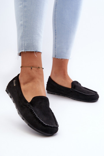 Dámske mokasíny vyrobené z materiálu Eco Suede Black Amrutia 2
